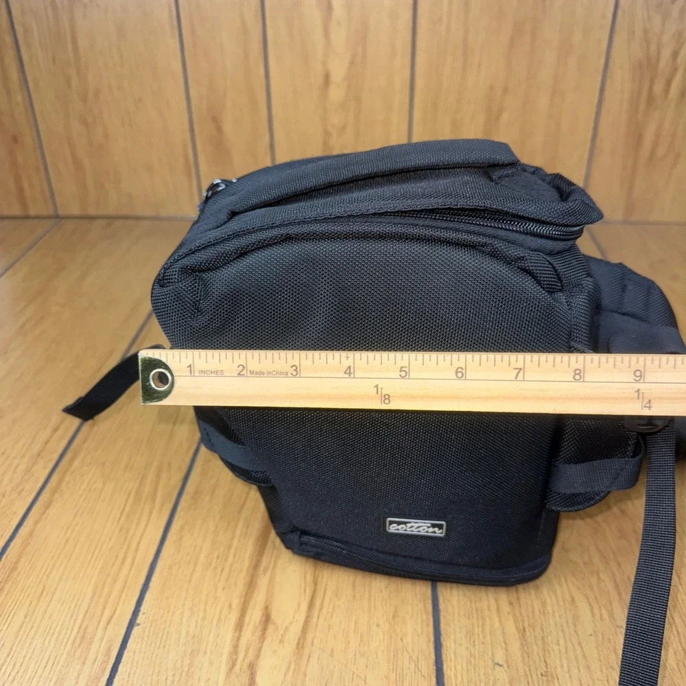 Cotton Camera Bag‎ Black Adjustable Strap Padded Compartment Organizer